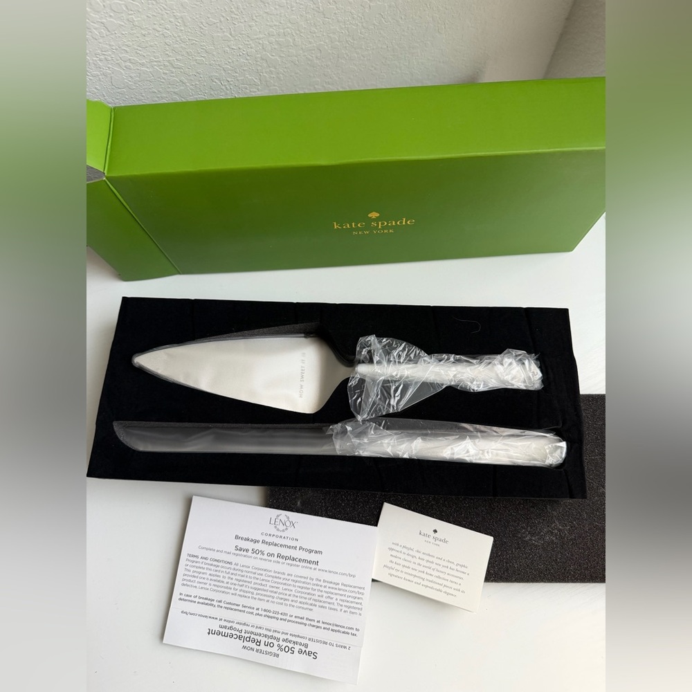 Kate Spade Lenox How Sweet It Is- Take the Cake Knife Server Set gift silver NWT